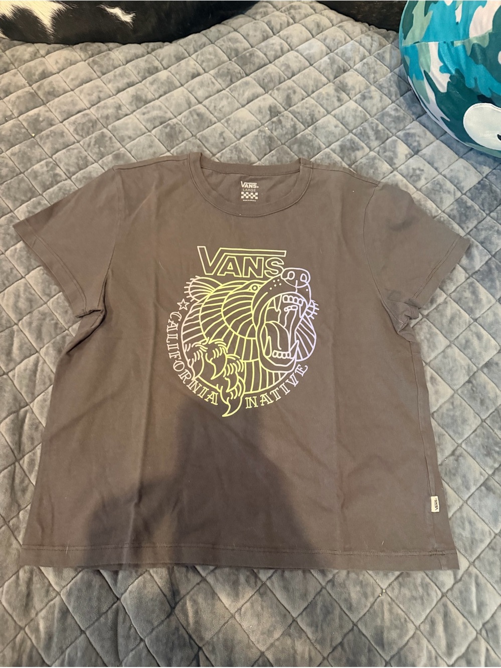 Vans Short Sleeve Graphic Tee — Charcoal with Lime Accent